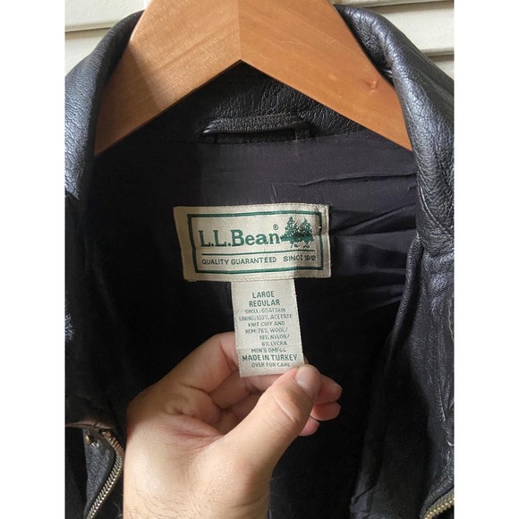 Vintage LL Bean Goatskin Black Leather A-2 Flight Full Zip Jacket Men’s Size L - Picture 5 of 11